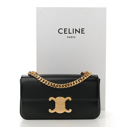Celine Shiny Calfskin Triomphe Chain Shoulder Bag Black 11 of 11