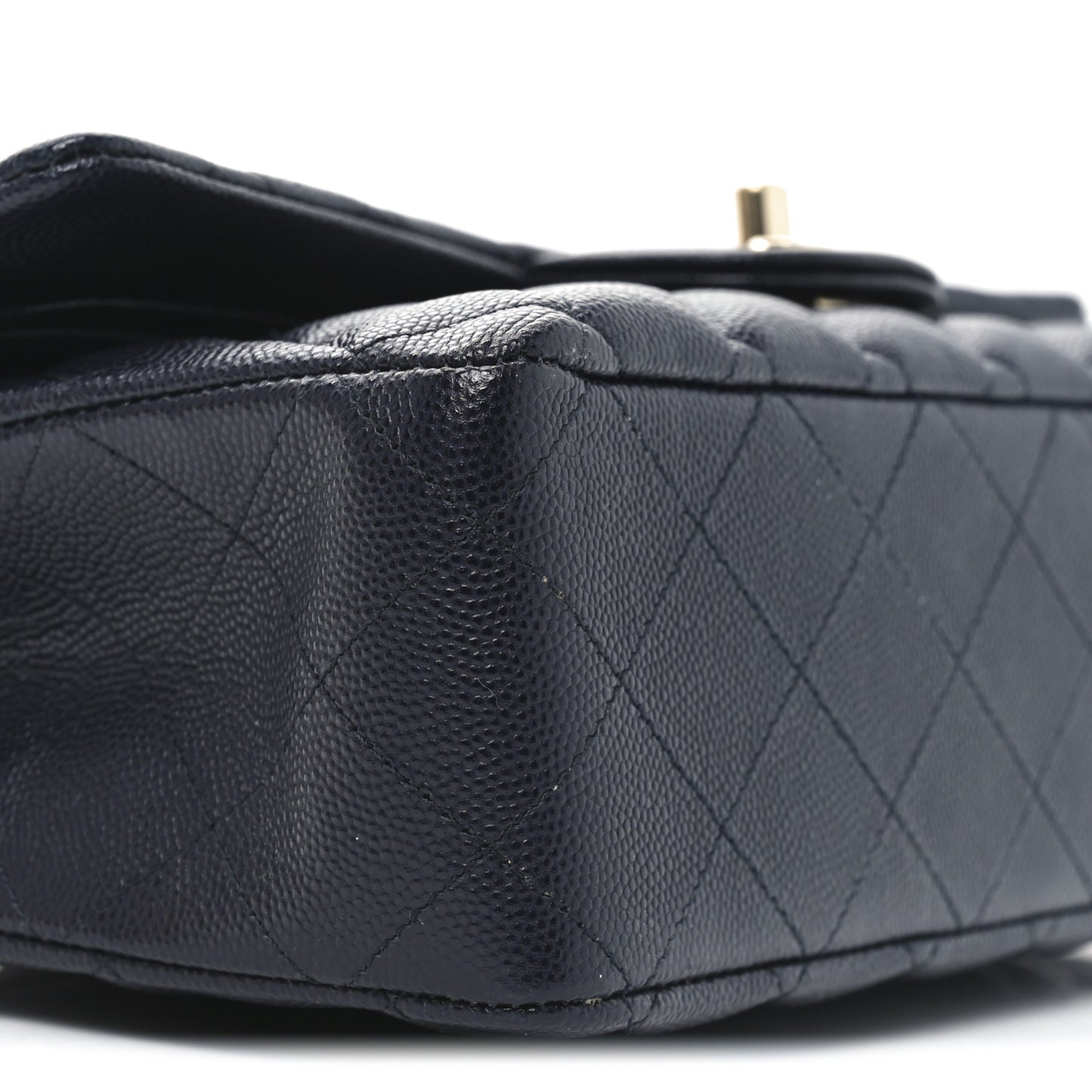Caviar Quilted Medium Double Flap Navy