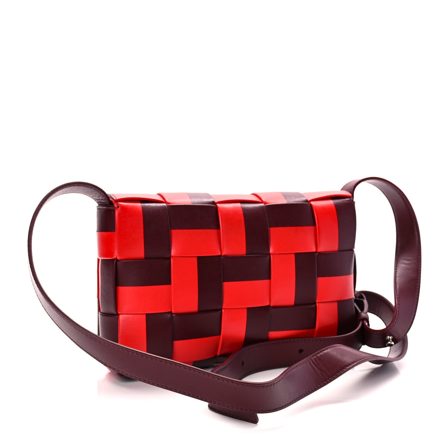 Bottega Veneta Lambskin Maxi Intrecciato Bicolor Cassette Crossbody Bag Red 2 of 8