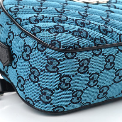 Gucci Monogram Multicolor Matelasse Diagonal Small GG Marmont Chain Shoulder Bag Light Blue 13 of 17