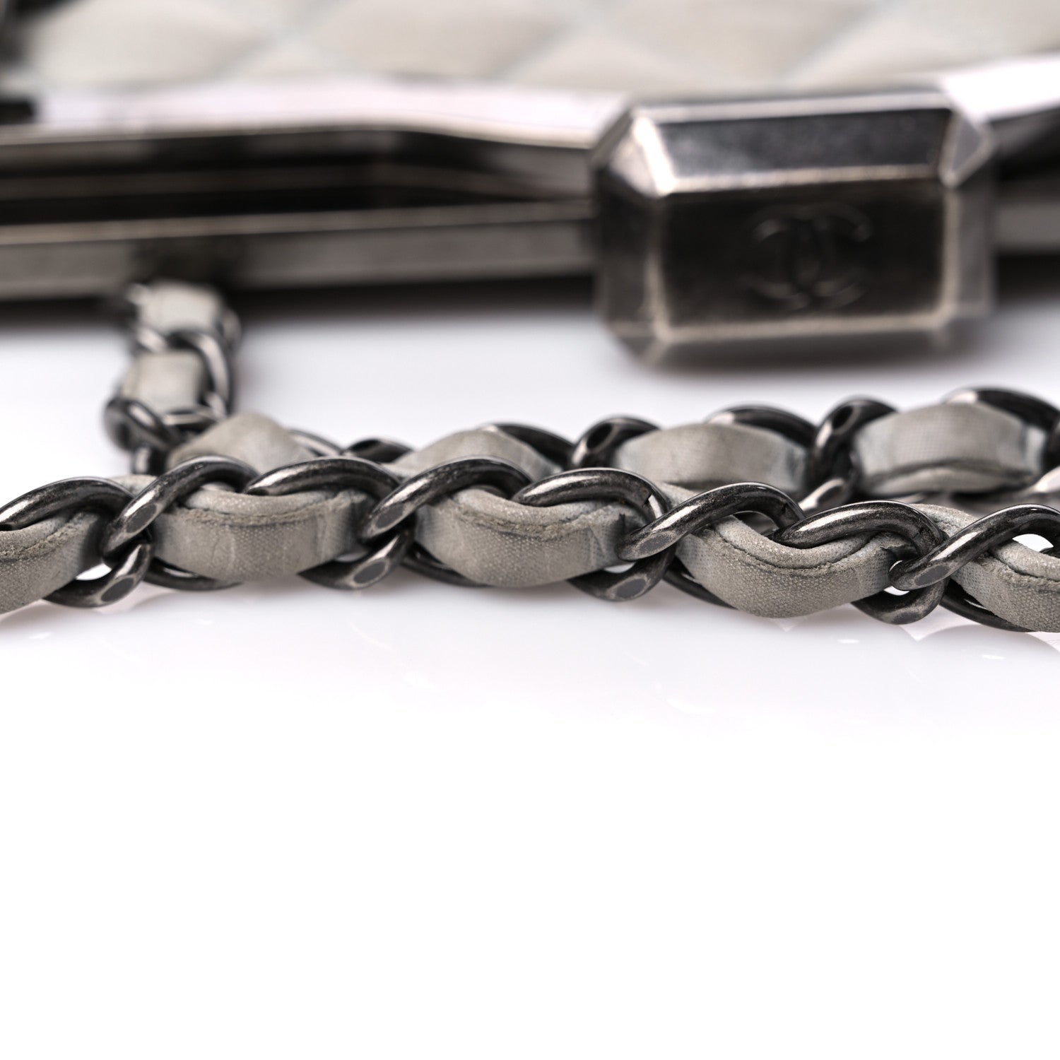 Chanel Iridescent Calfskin Chic Quilt Frame Tote Light Grey 12 of 13