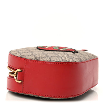 Gucci GG Supreme Monogram Kingsnake Heart Embroidered Mini Chain Shoulder Bag  Beige Hibiscus Red 9 of 9