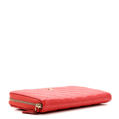 Chanel Caviar Quilted Large Gusset Zip Around Wallet Red 3 of 8