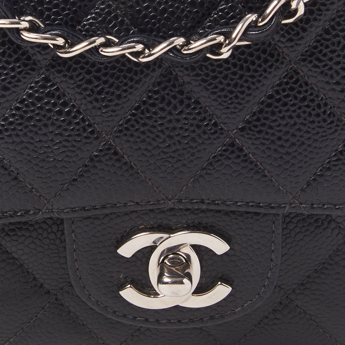 Caviar Quilted Medium Double Flap Black