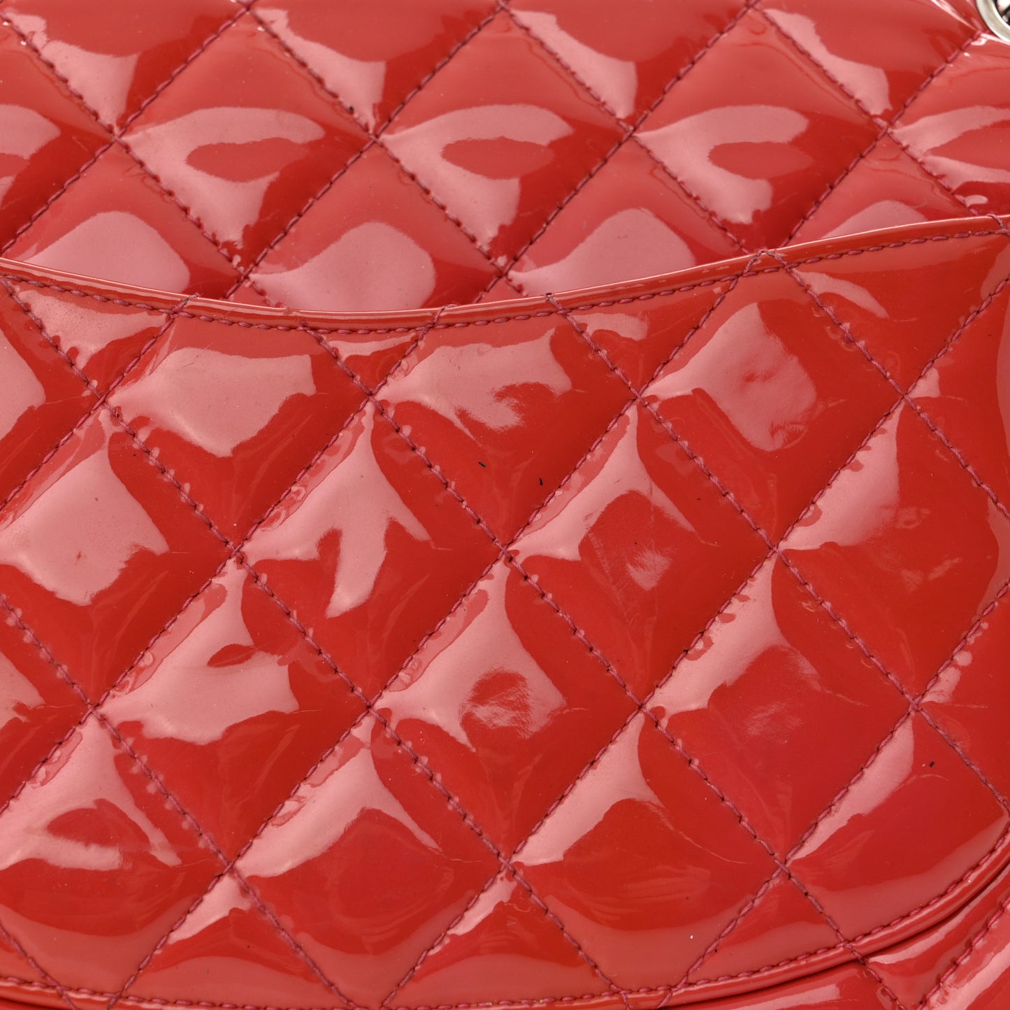 Patent Quilted Medium Double Flap Dark Pink