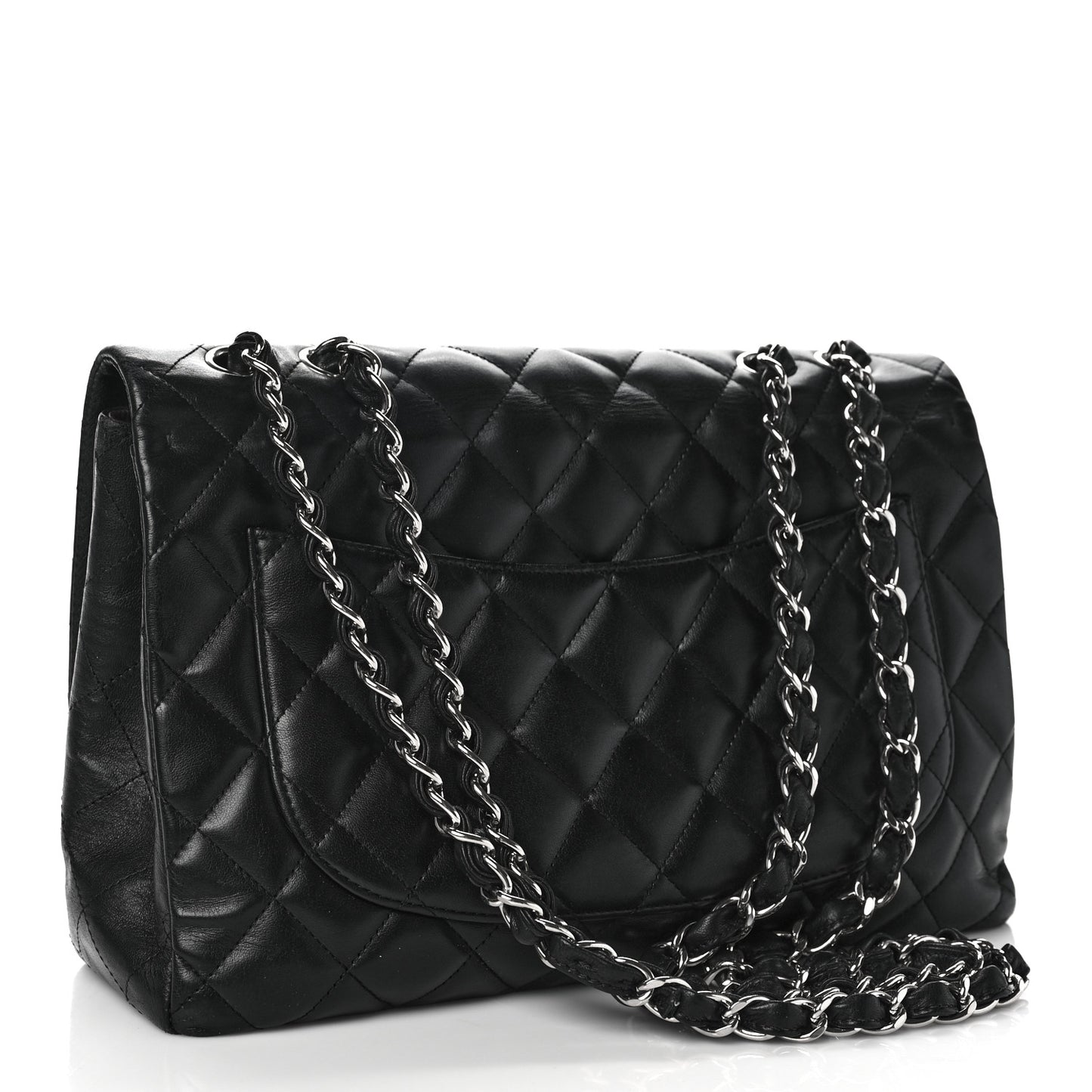 Lambskin Quilted Jumbo Single Flap Black