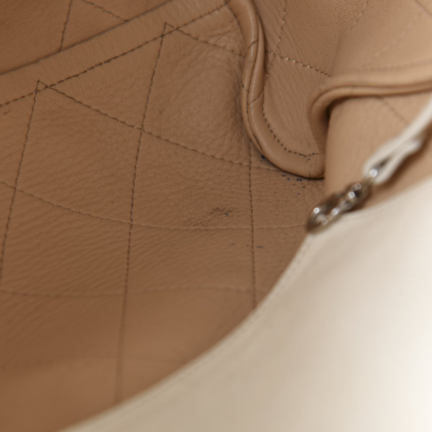 Caviar Stitched Large Shopping Tote White