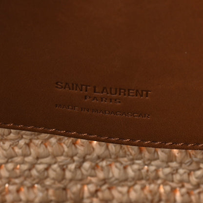 Saint Laurent Raffia Vegetable Tanned Calfskin Le 37 Bucket Bag Natural Brick 6 of 7