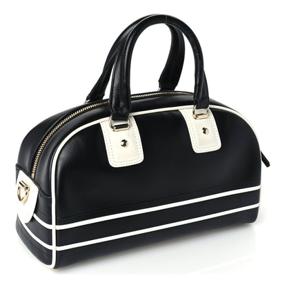 Christian Dior Calfskin Small Dior Vibe Zip Bowling Bag Black White 2 of 8