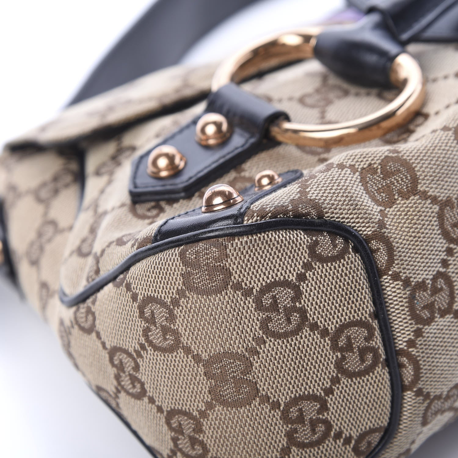 Gucci Monogram Horsebit Web Flap Bag Brown Purple 8 of 15