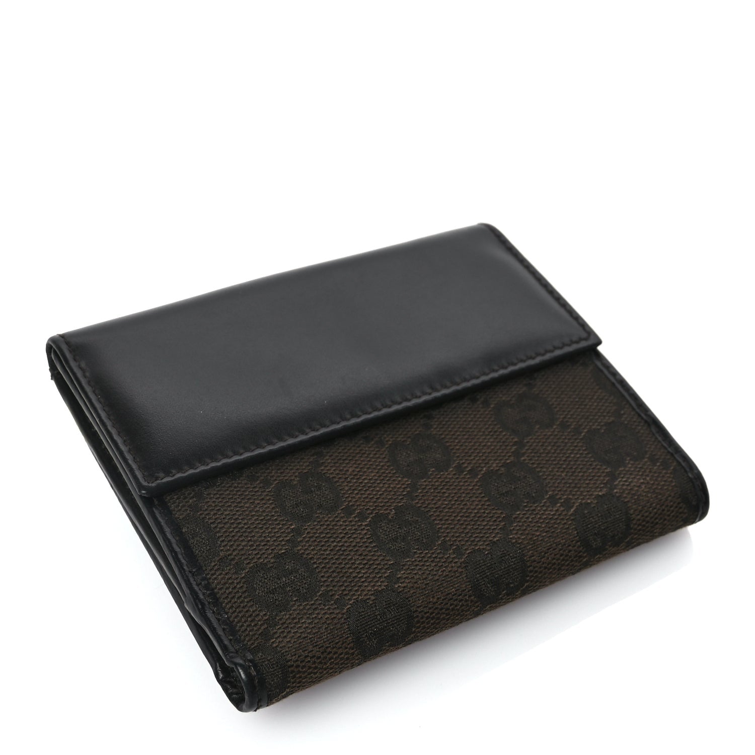 Gucci Monogram Piston Lock Compact Wallet Dark Brown 4 of 8