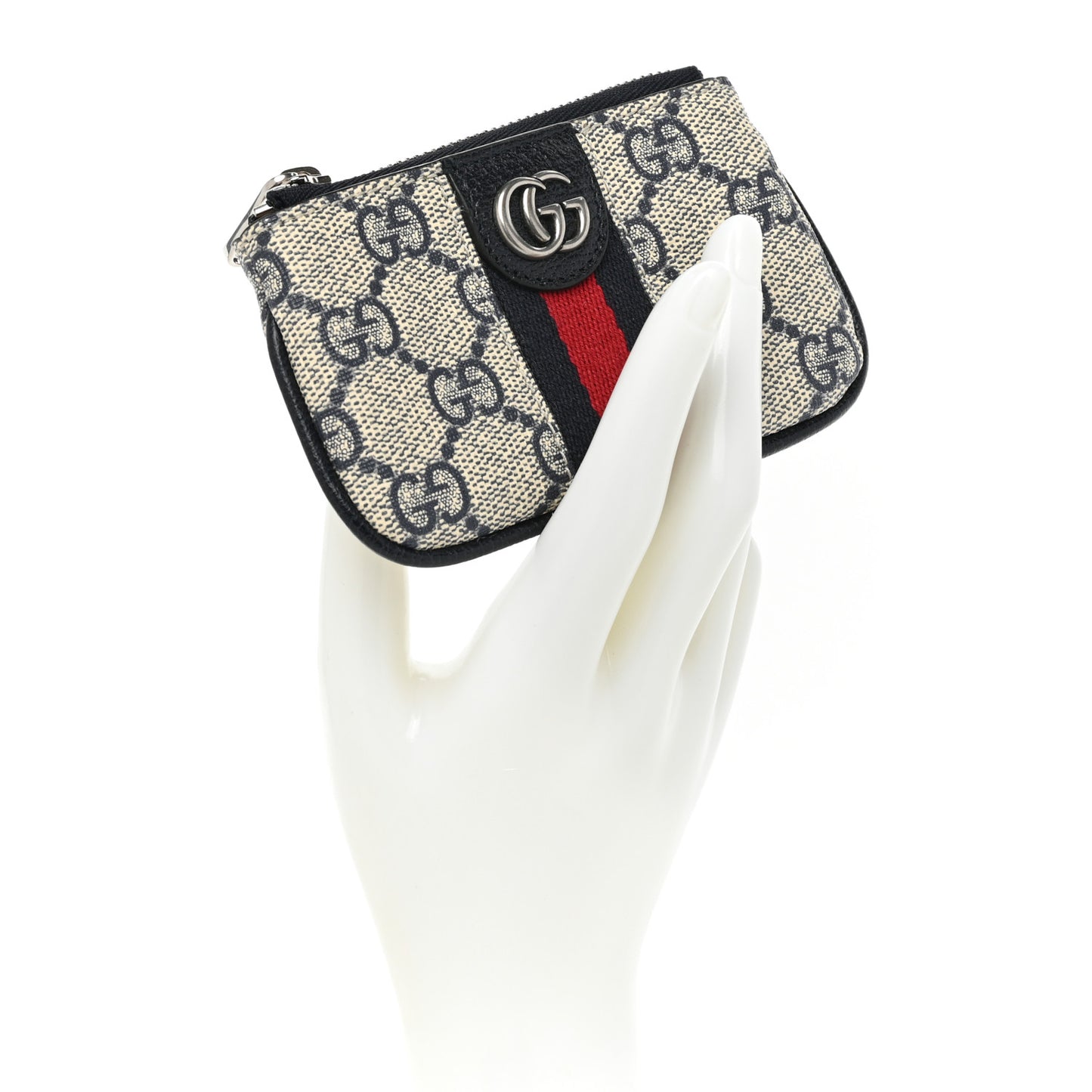 GG Supreme Monogram Web Ophidia Key Case Beige Blue