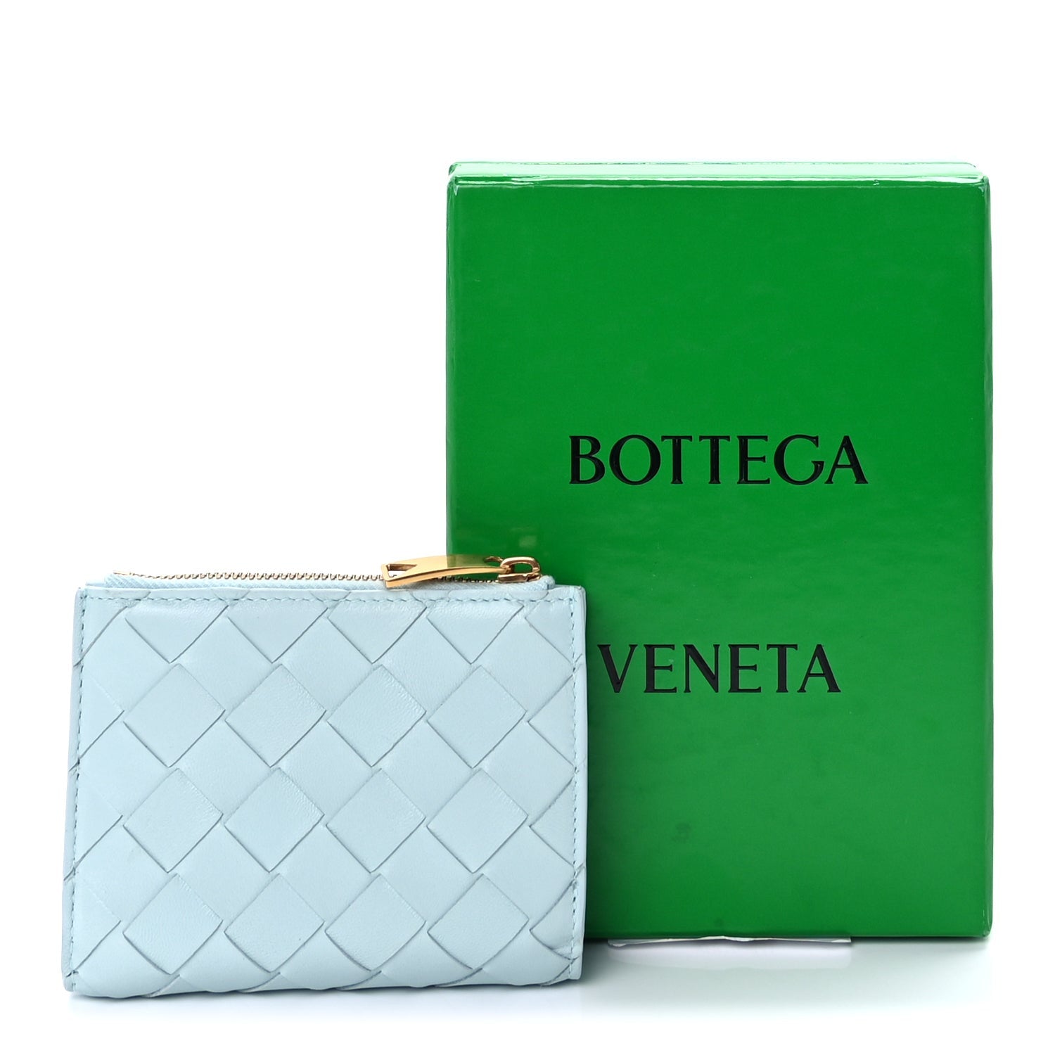 Bottega Veneta Nappa Intrecciato Bifold Zip Wallet Teal Washed 15 of 16