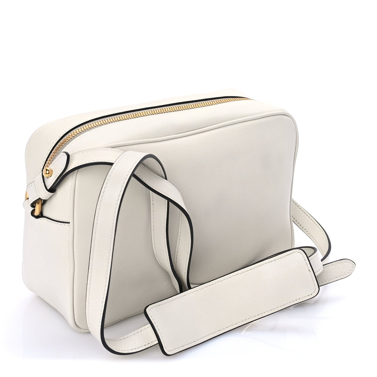 Glace Calfskin Embossed Logo Crossbody White