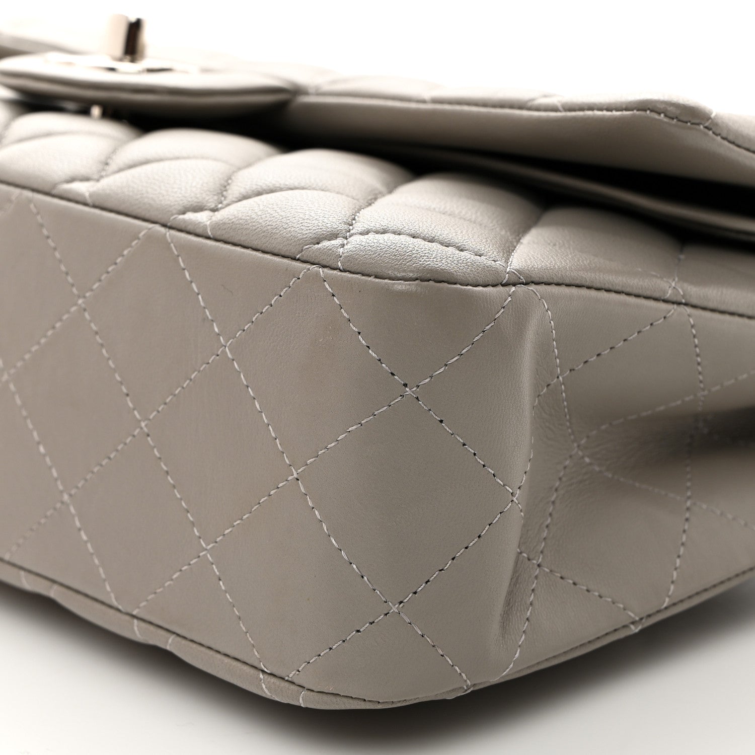 Chanel Lambskin Quilted Medium Double Flap Grey 9 of 9