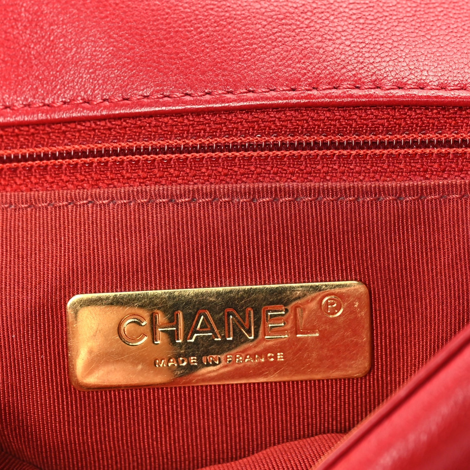 Chanel Lambskin Quilted Medium  19 Flap  Red 5 of 9