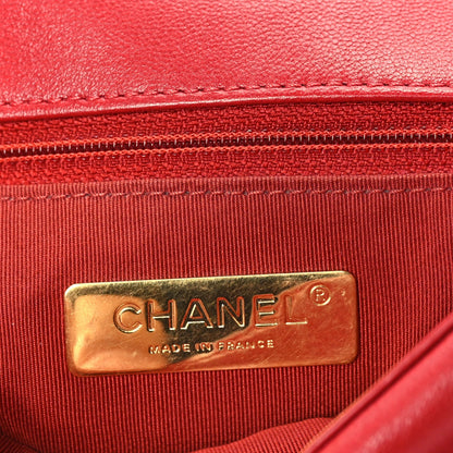 Chanel Lambskin Quilted Medium  19 Flap  Red 5 of 9