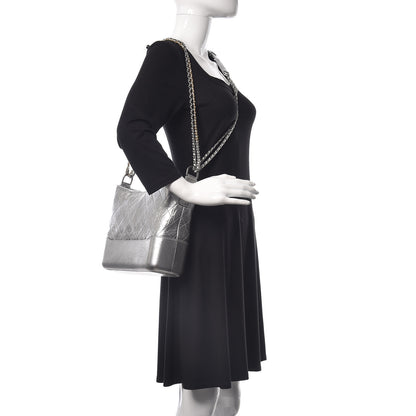 Chanel Metallic Lambskin Calfskin Quilted Medium Gabrielle Hobo Silver 2 of 11