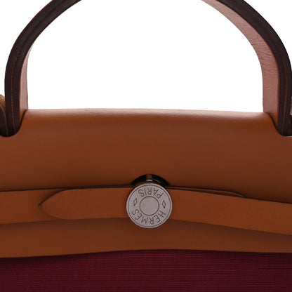 Hermes Toile Officier Vache Hunter Herbag Zip PM 31 Bordeaux Bleu Marine Fauve 6 of 7