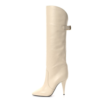 Saint Laurent Lambskin Koller 110 Tall Boots 40 Real Beige 1 of 7
