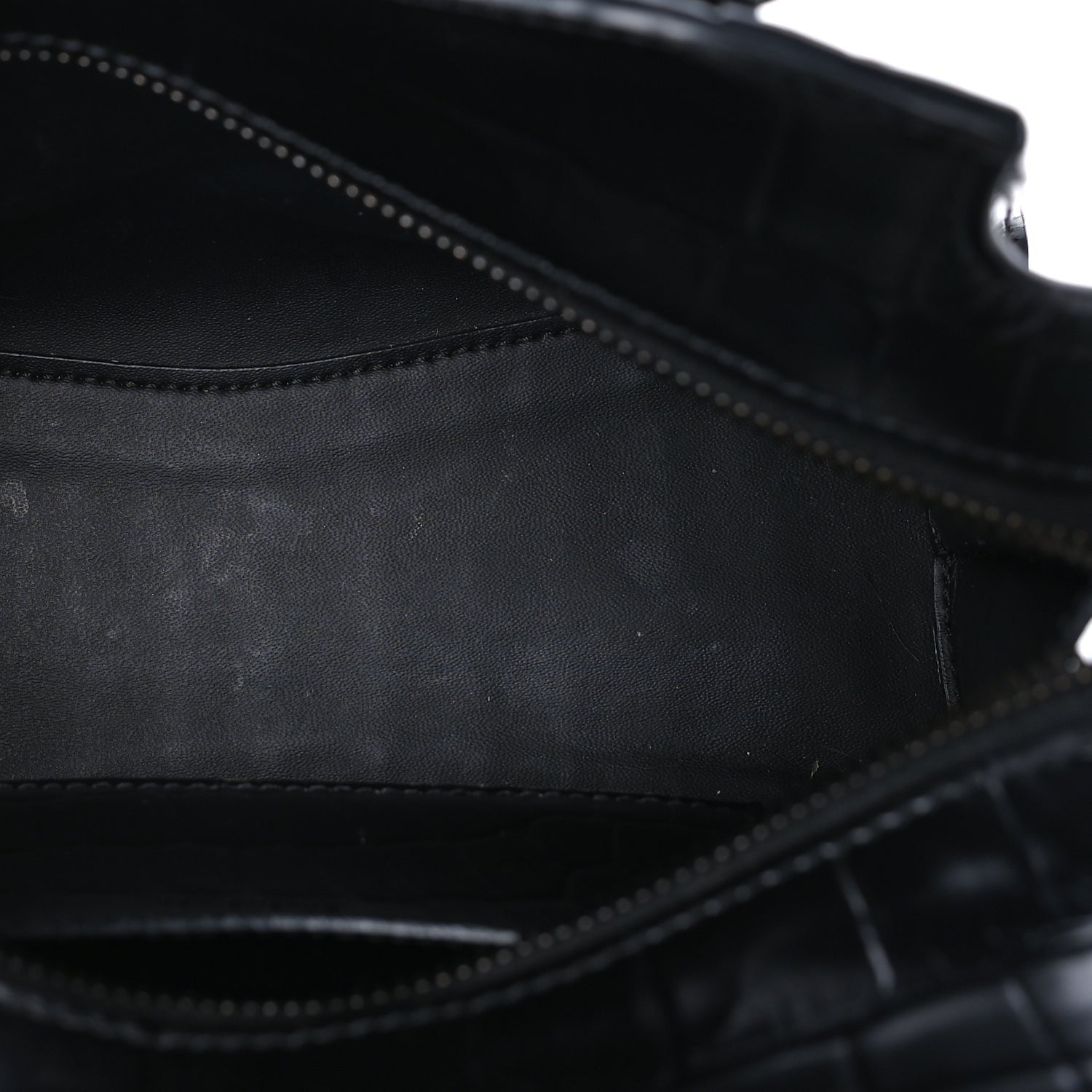 Balenciaga Semi Shiny Calfskin Crocodile Embossed Neo Classic Black Hardware Mini City  Black 4 of 7