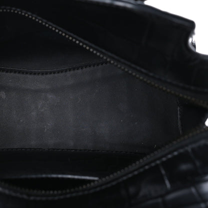 Balenciaga Semi Shiny Calfskin Crocodile Embossed Neo Classic Black Hardware Mini City  Black 4 of 7