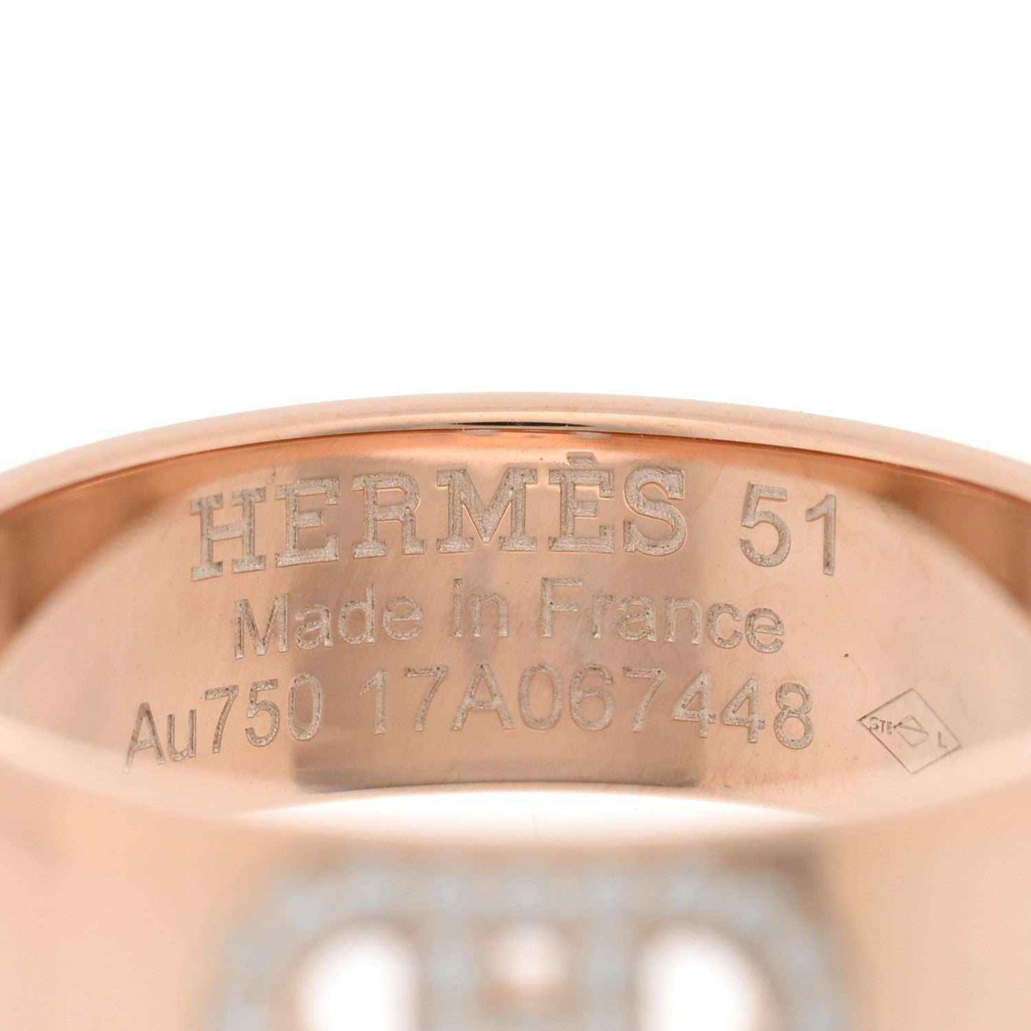 Hermes 18K Rose Gold Diamond PM H D'Ancre Ring 51 5.75 4 of 4