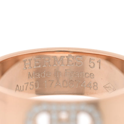 Hermes 18K Rose Gold Diamond PM H D'Ancre Ring 51 5.75 4 of 4