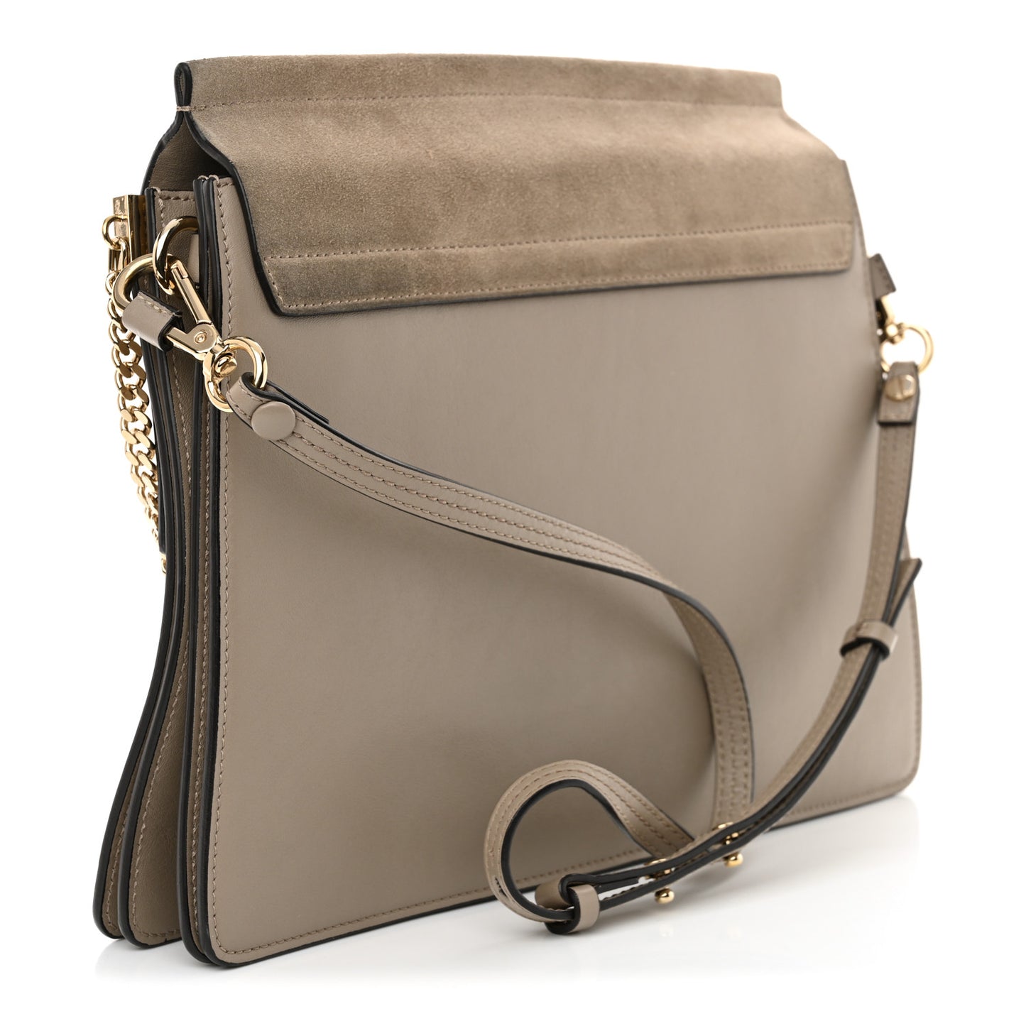 Calfskin Suede Medium Faye Shoulder Bag Motty Grey