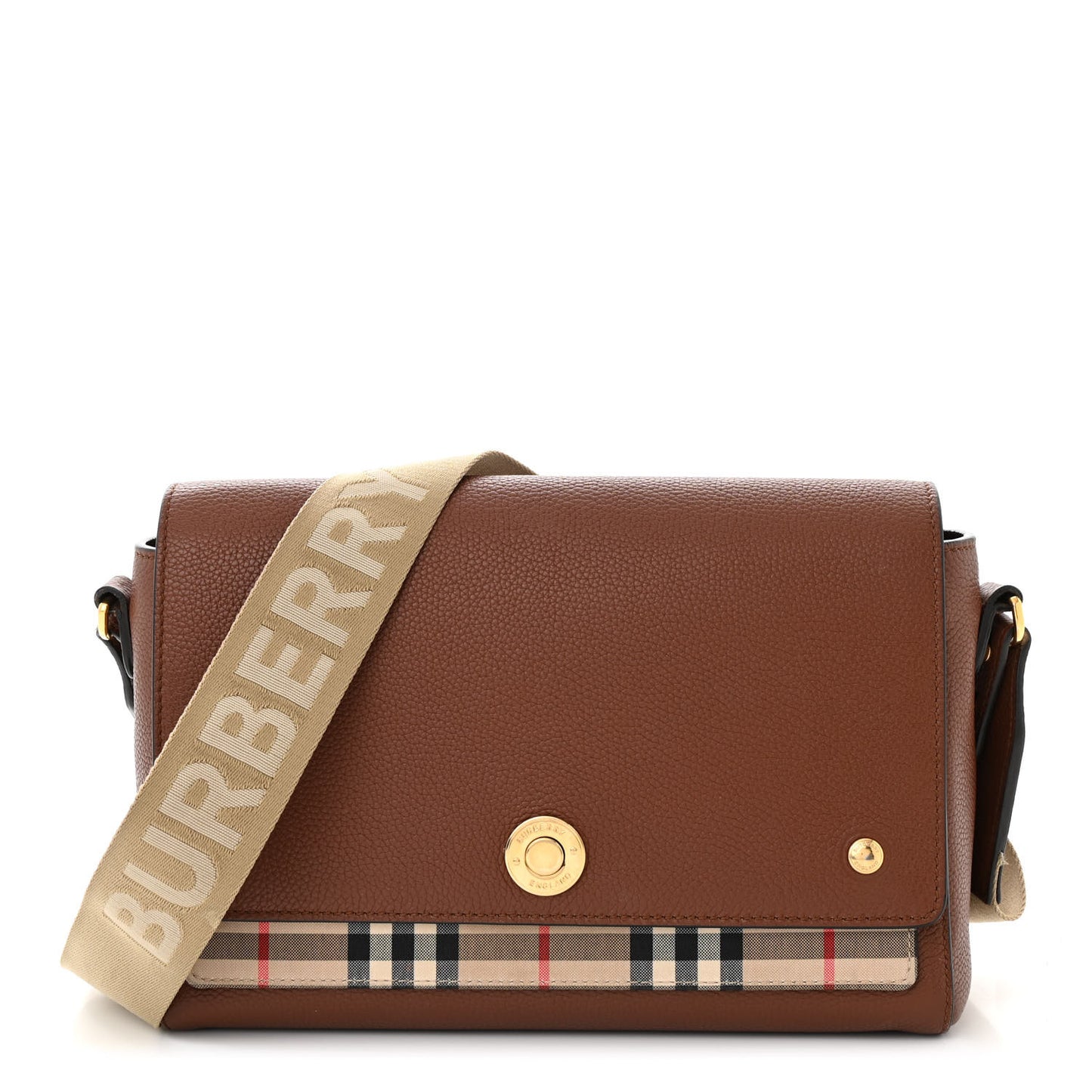 Calfskin Vintage Check Note Crossbody Bag Tan