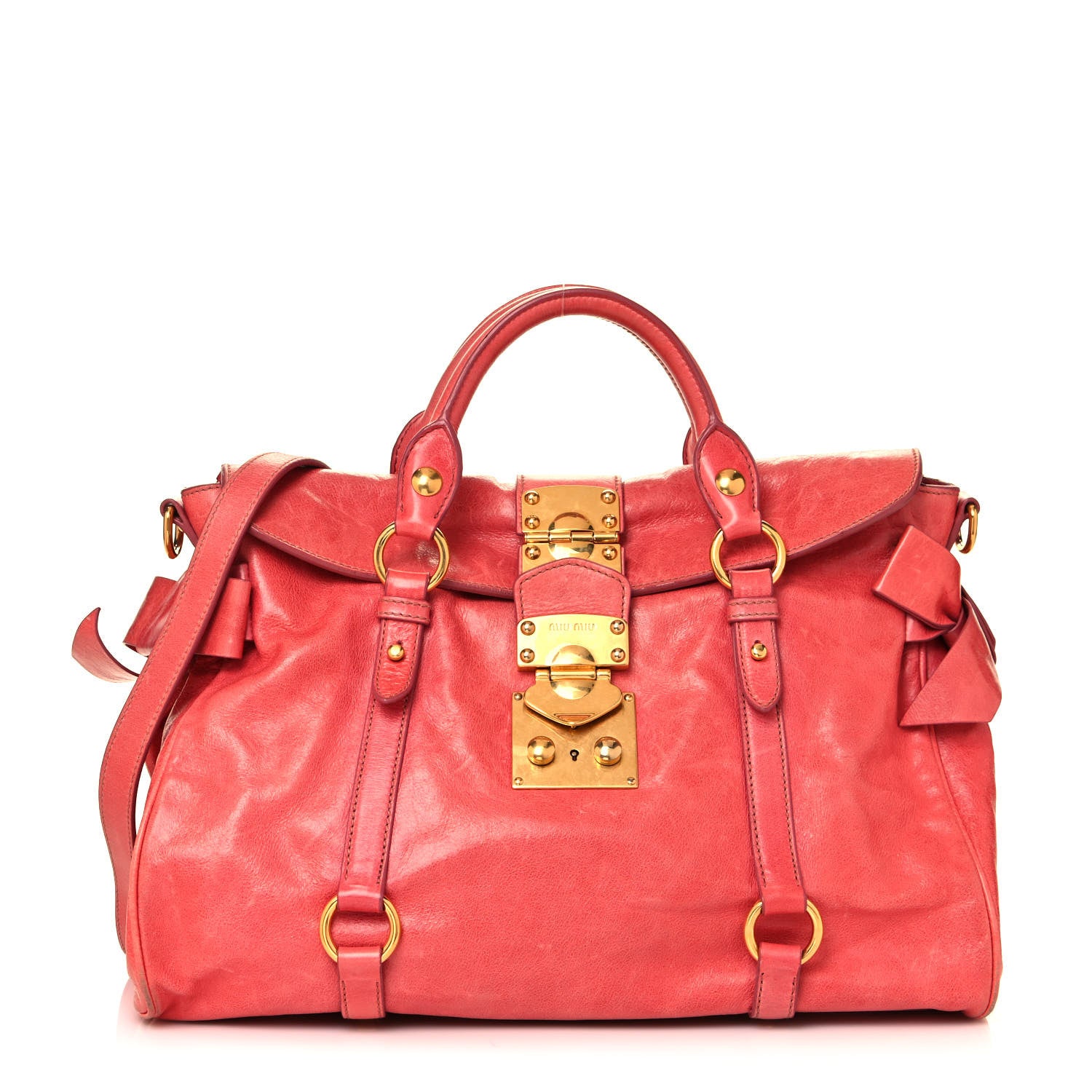 Miu Miu Vitello Lux Medium Bow Bag Rosa 1 of 23