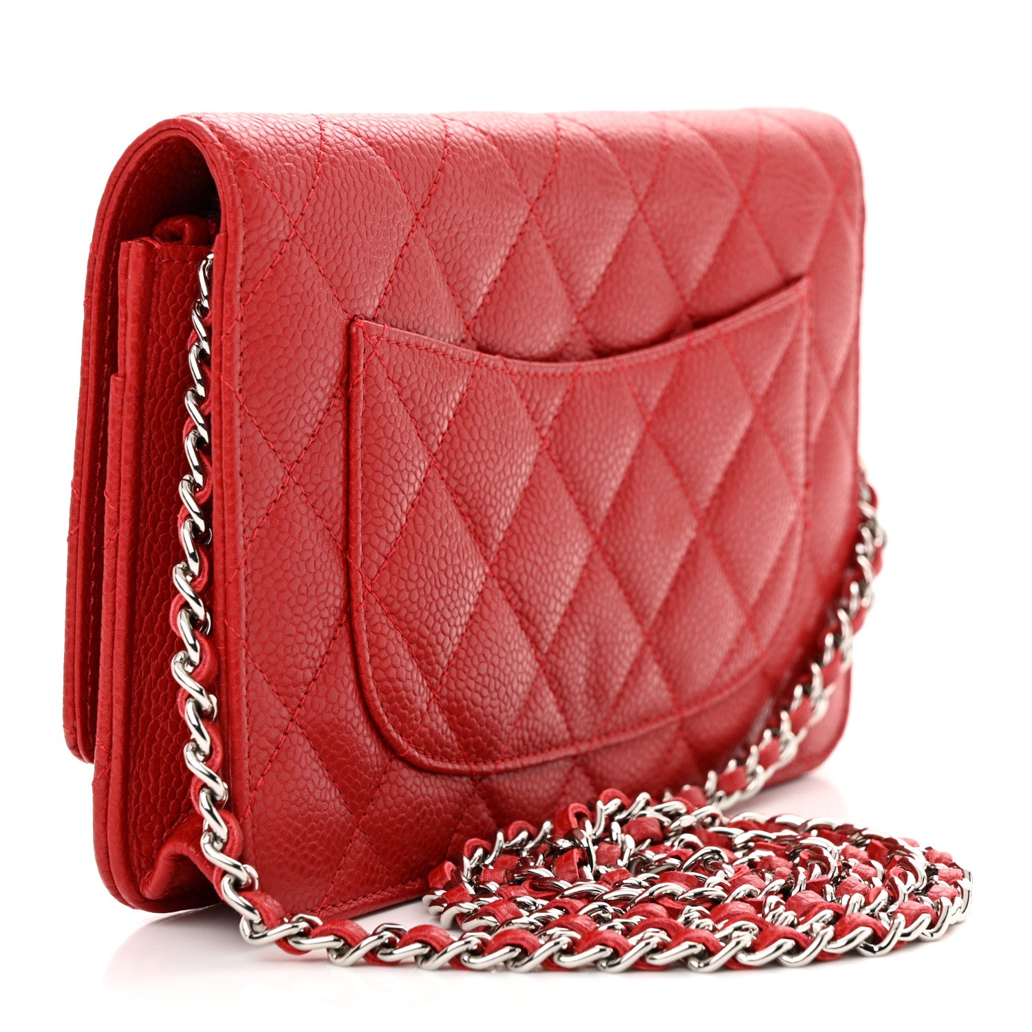 Chanel Caviar Quilted Wallet on Chain WOC Red 3 of 13