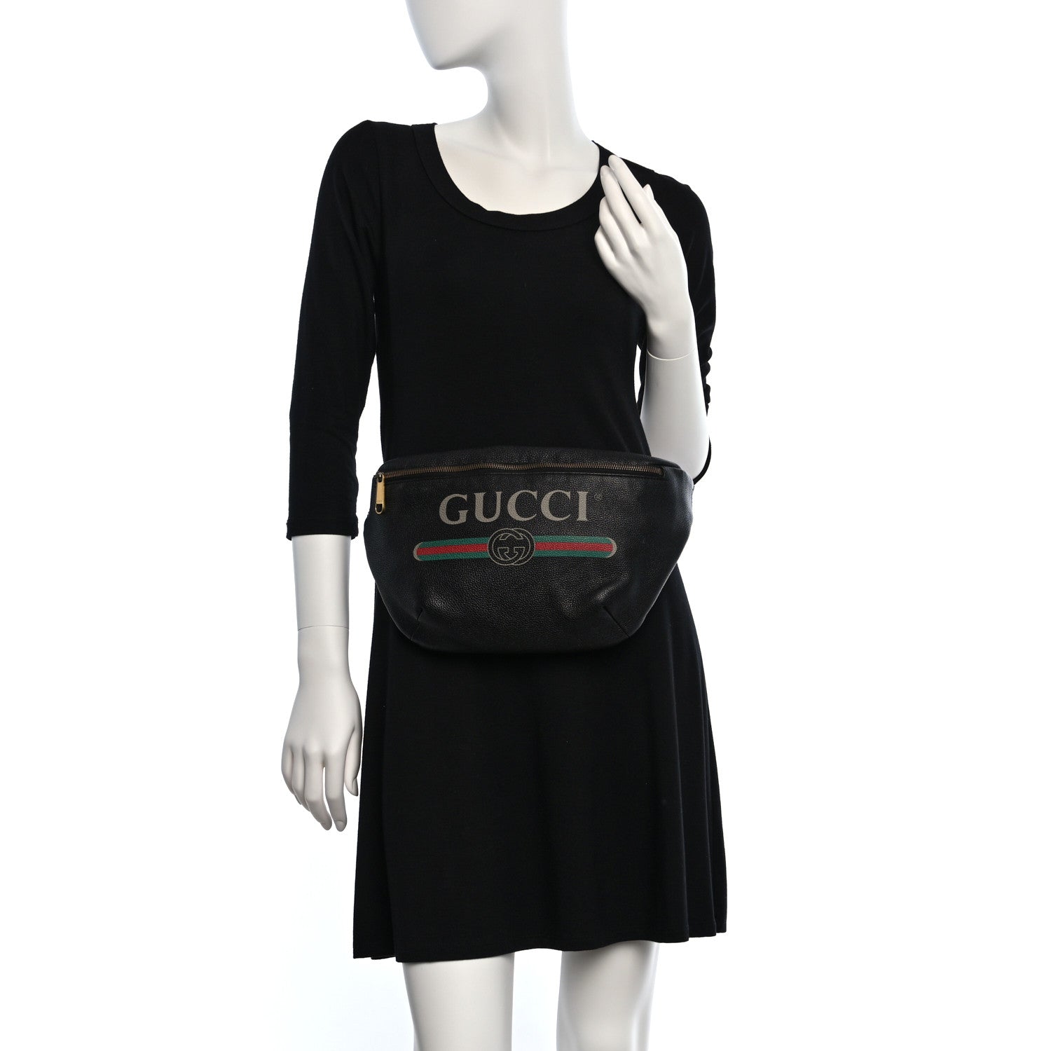 Gucci Grained Calfskin Logo Belt Bag Black 2 of 9