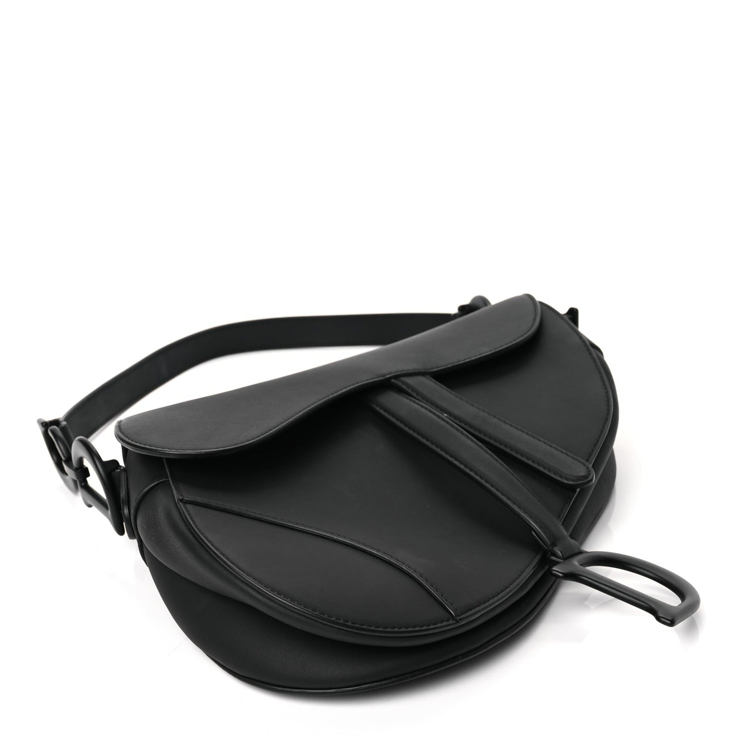 Ultra Matte Calfskin Saddle Bag Black