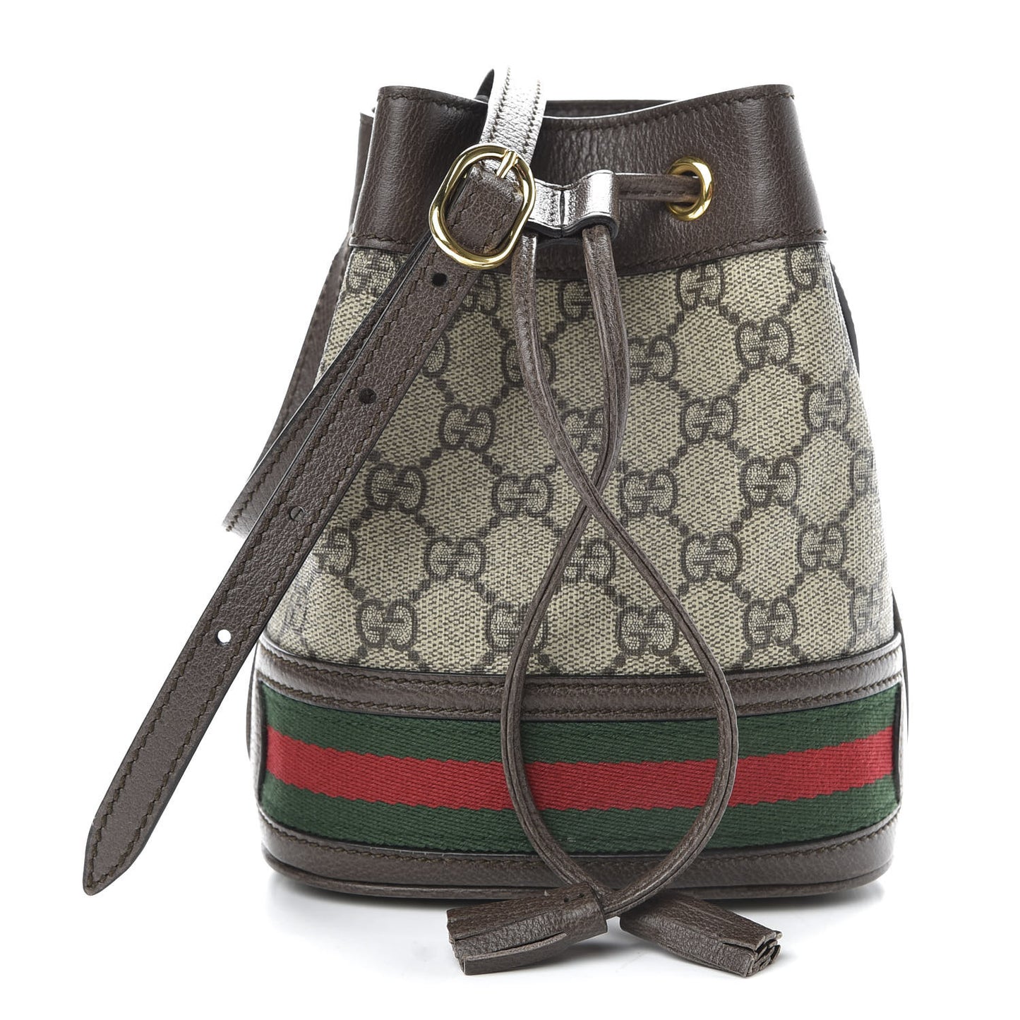 GG Supreme Monogram Web Mini Ophidia Bucket Bag Brown