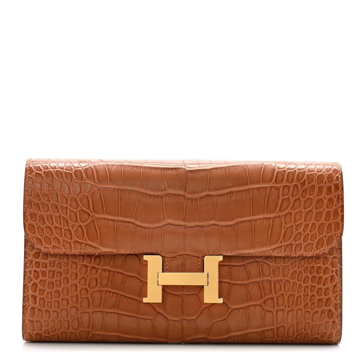 Matte Alligator Constance Long Wallet Fauve