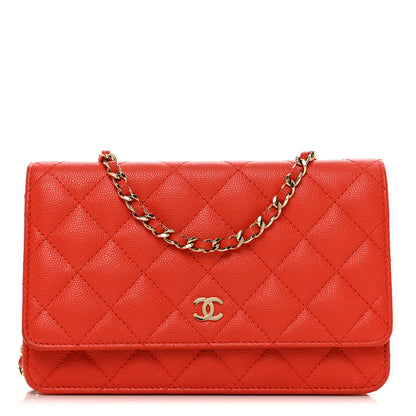 Chanel Caviar Quilted Wallet on Chain WOC Orange 1 of 12