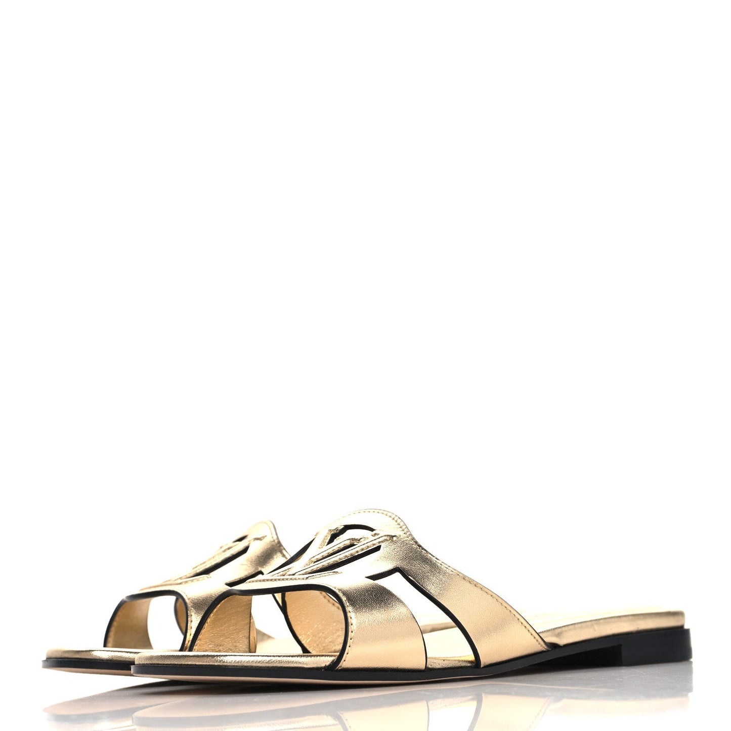 Metallic Calfskin LV Isola Flat Sandals Gold