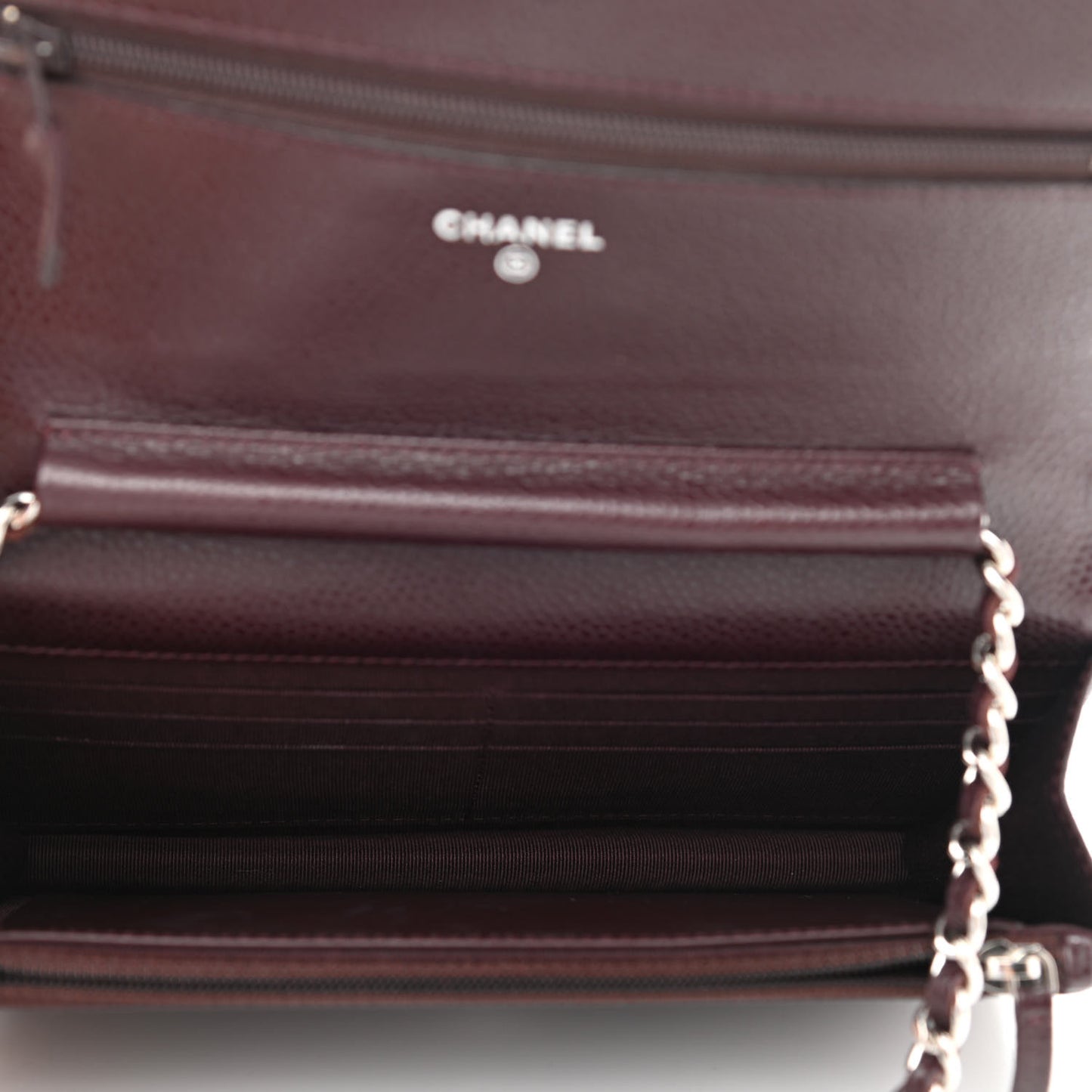 Caviar Quilted Wallet on Chain WOC Burgundy