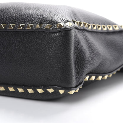 Valentino Garavani Pebbled Calfskin Small Rockstud Flip-Lock Messenger Bag Black 7 of 8