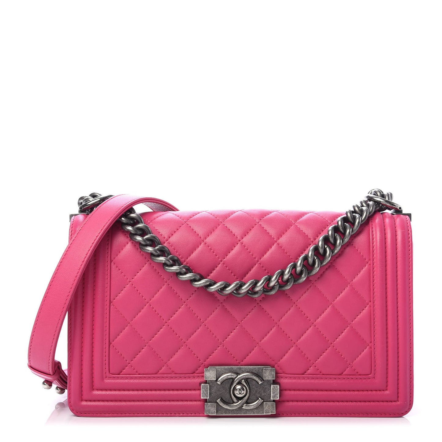 Lambskin Quilted Medium Boy Flap Pink