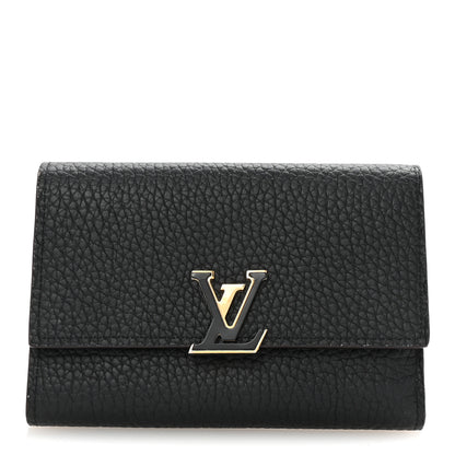 Louis Vuitton Taurillon Capucines Compact Wallet Black 1 of 7