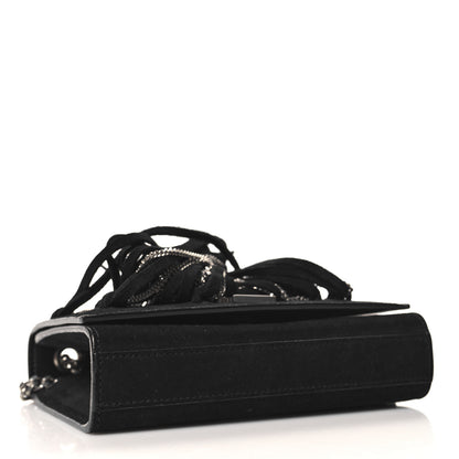 Saint Laurent Suede Fringe Chain Small Monogram Satchel Black 4 of 10