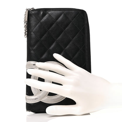 Chanel Calfskin Cambon Zip Around Organizer Wallet Black White 2 of 15