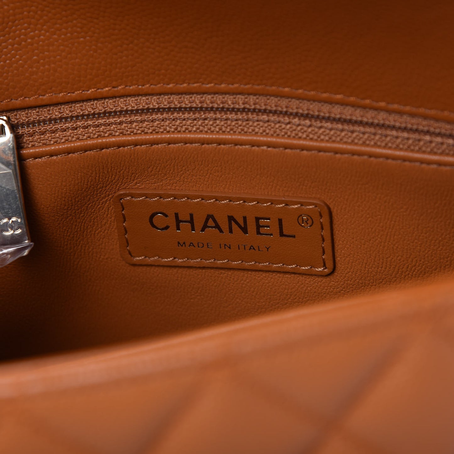 Caviar Quilted Mini Coco Handle Flap Light Brown