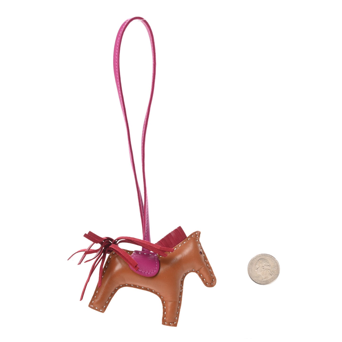 Milo Lambskin Grigri Rodeo Horse Bag Charm PM Sesame Grenat Rose Poupre