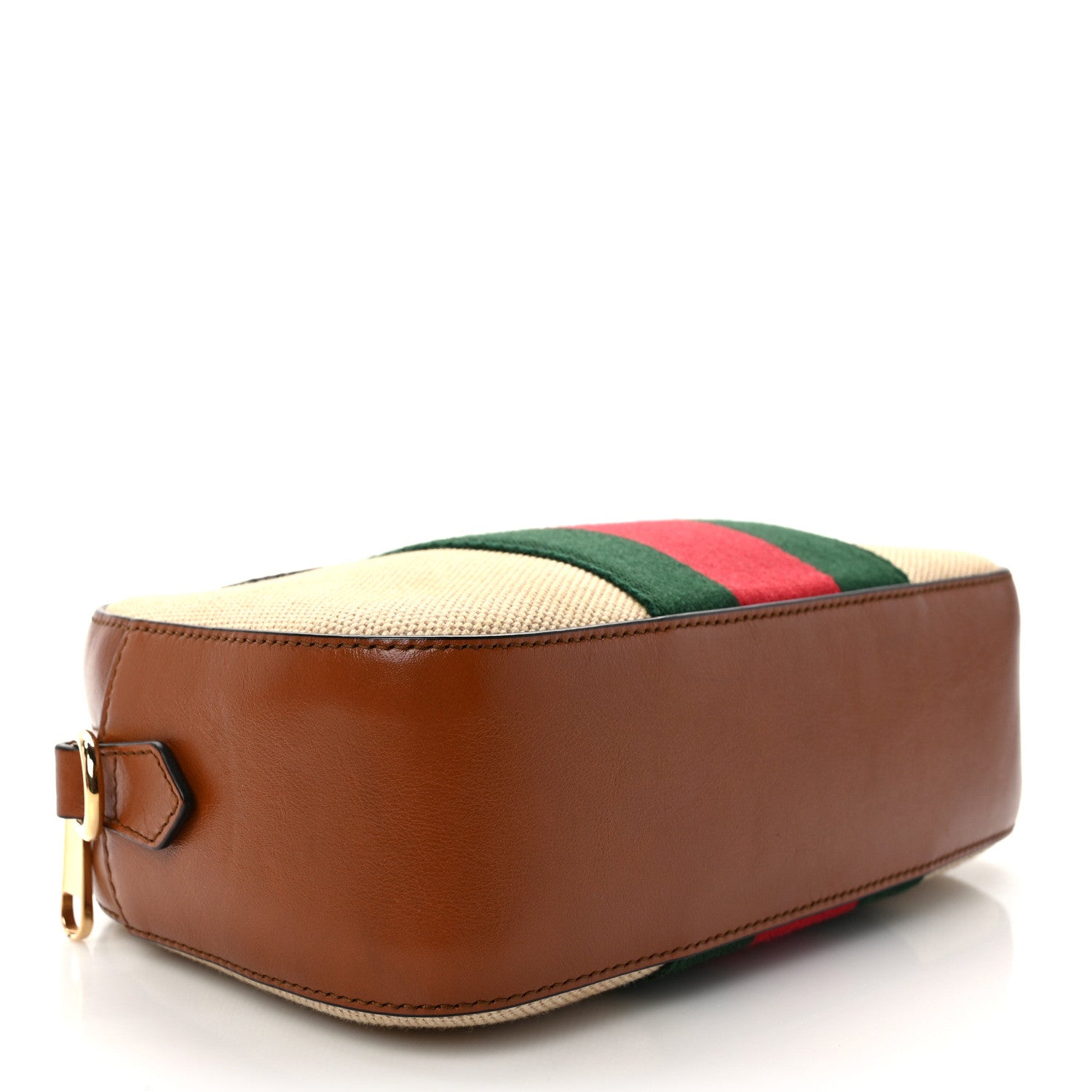 Gucci Vintage Canvas Web Shoulder Bag Sand Cuir 4 of 12