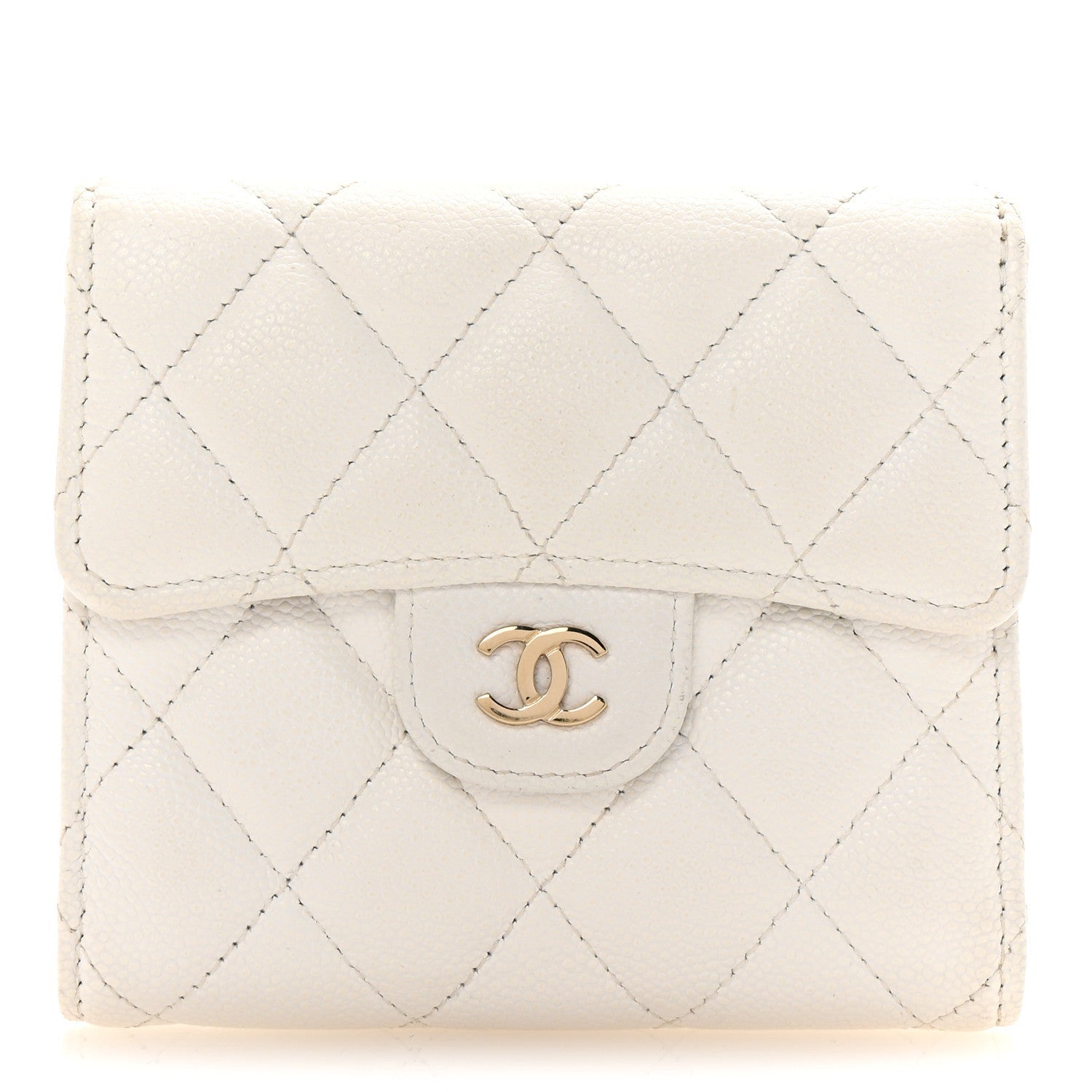 Chanel Caviar Quilted Compact Flap Wallet White 1 of 7