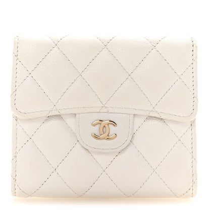 Chanel Caviar Quilted Compact Flap Wallet White 1 of 7