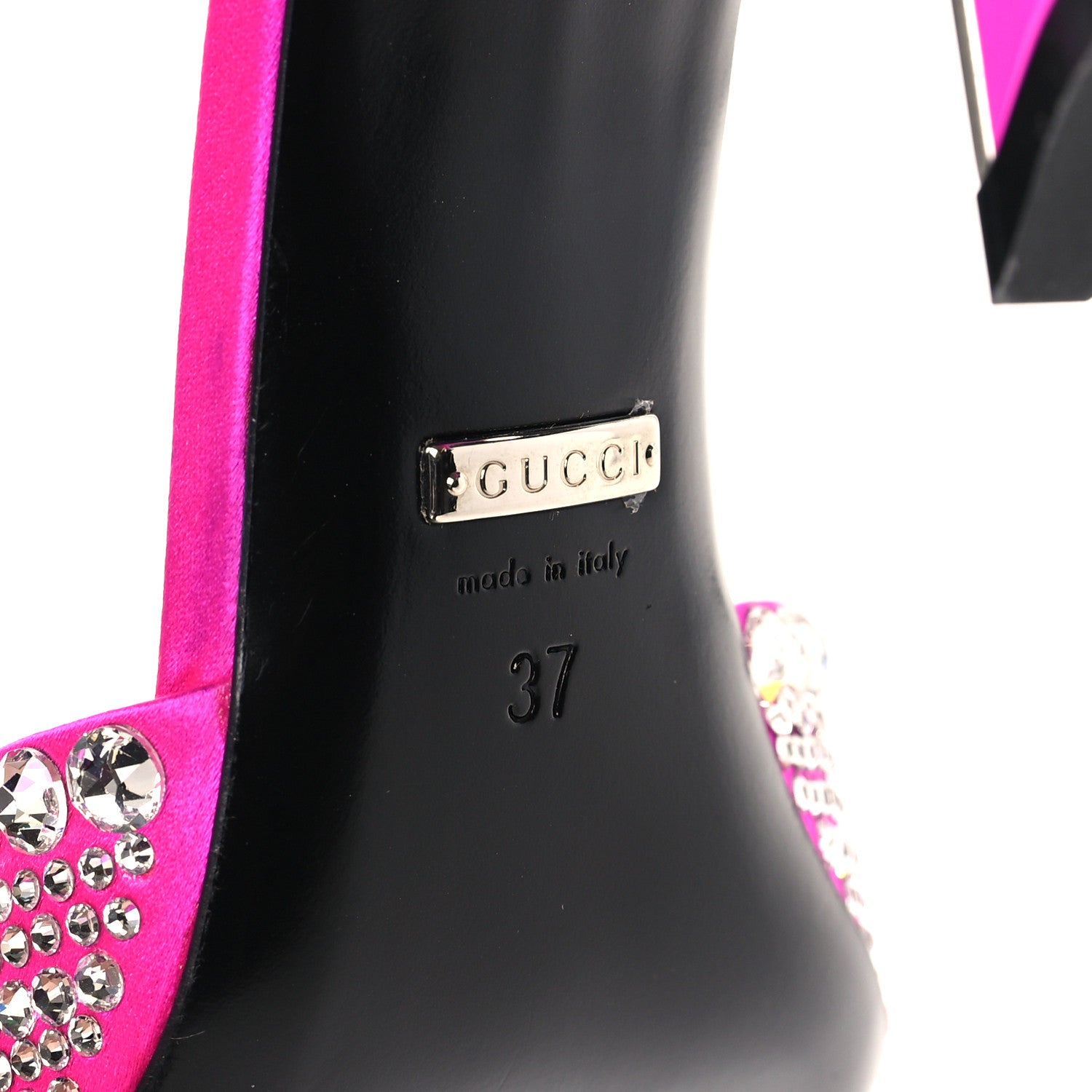 Gucci Satin Crystal 65mm Slide Sandals 37 Fuchsia 7 of 9